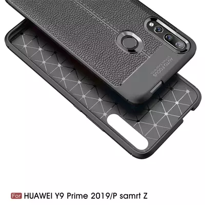 Microsonic Huawei Y9 Prime 2019 Kılıf Deri Dokulu Silikon Kırmızı