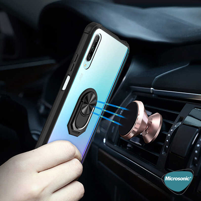 Microsonic Huawei Y9S Kılıf Grande Clear Ring Holder Lacivert