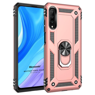 Microsonic Huawei Y9S Kılıf Military Ring Holder Rose Gold