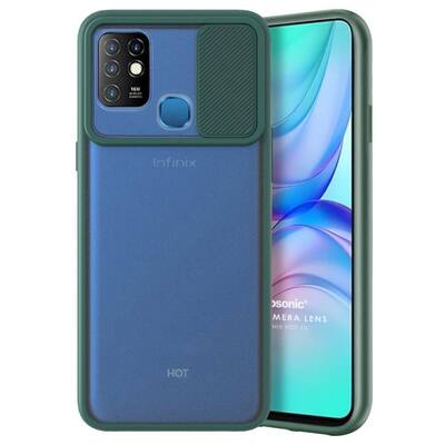 Microsonic Infinix Hot 10 Kılıf Slide Camera Lens Protection Koyu Yeşil