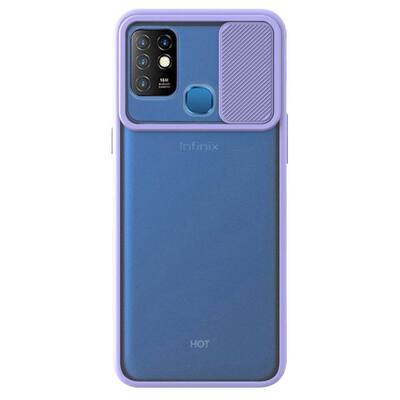 Microsonic Infinix Hot 10 Kılıf Slide Camera Lens Protection Lila