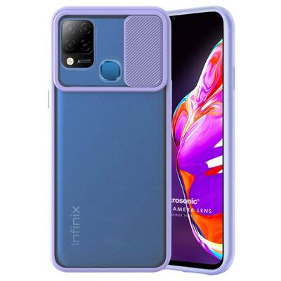 Microsonic Infinix Hot 10T Kılıf Slide Camera Lens Protection Lila