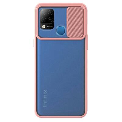 Microsonic Infinix Hot 10T Kılıf Slide Camera Lens Protection Pembe