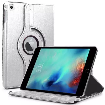 Microsonic iPad Pro 9.7 Kılıf 360 Dönerli Stand Deri Gümüş
