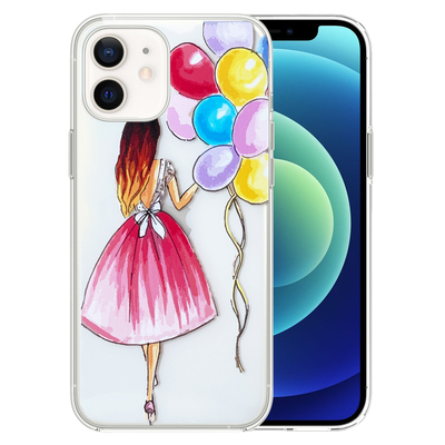 Microsonic iPhone 12 Desenli Kılıf Balonlu Kız