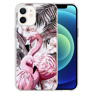 Microsonic iPhone 12 Desenli Kılıf Flamingo