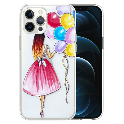 Microsonic iPhone 12 Pro Desenli Kılıf Balonlu Kız