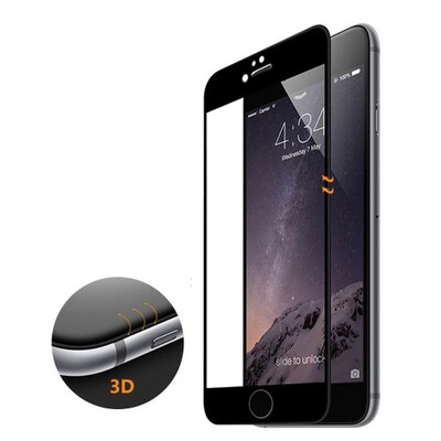 Microsonic iPhone 6 Kavisli Temperli Cam Ekran Koruyucu Film Siyah