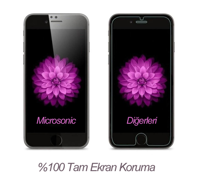 Microsonic iPhone 6S Kavisli Temperli Cam Ekran Koruyucu Film Gold