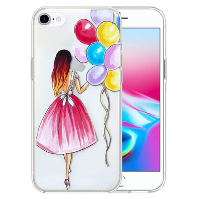 Microsonic iPhone SE 2022 Desenli Kılıf Balonlu Kız