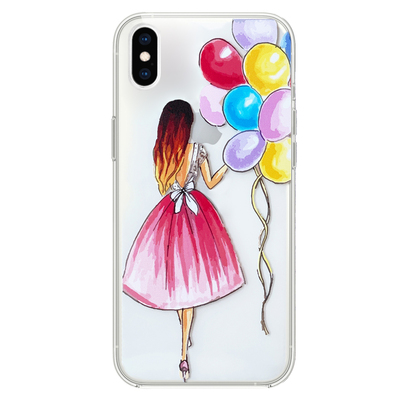 Microsonic iPhone X Desenli Kılıf Balonlu Kız
