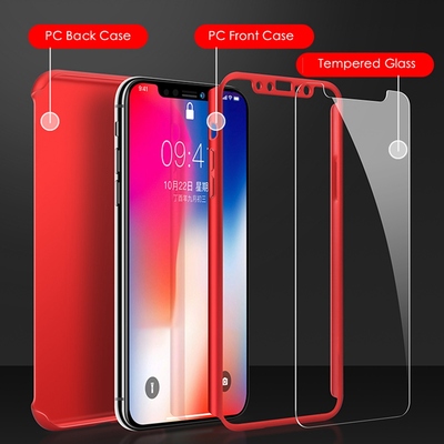 Microsonic iPhone X Full Kılıf Komple Gövde Koruma Kırmızı