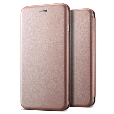 Microsonic LG G7 ThinQ Kılıf Slim Leather Design Flip Cover Rose Gold