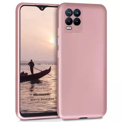 Microsonic Matte Silicone Realme 8 Kılıf Rose Gold