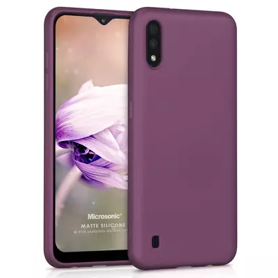 Microsonic Matte Silicone Samsung Galaxy A01 Kılıf Mor