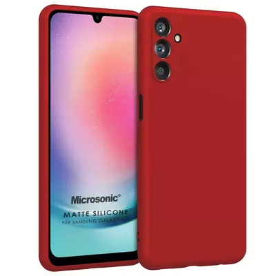 Microsonic Matte Silicone Samsung Galaxy M34 5G Kılıf Kırmızı