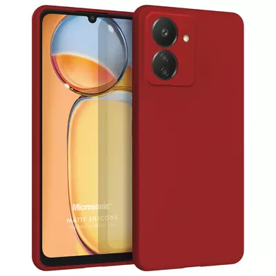 Microsonic Matte Silicone Xiaomi Poco C65 Kılıf Kırmızı