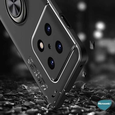 Microsonic OnePlus 10 Pro Kılıf Kickstand Ring Holder Siyah