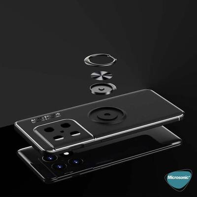 Microsonic OnePlus 10 Pro Kılıf Kickstand Ring Holder Siyah Rose