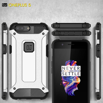Microsonic OnePlus 5 Kılıf Rugged Armor Gümüş
