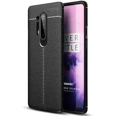 Microsonic OnePlus 8 Pro Kılıf Deri Dokulu Silikon Siyah