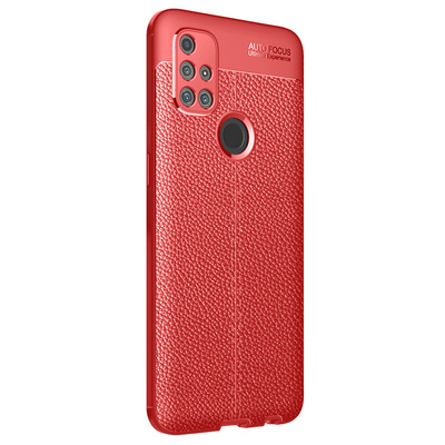 Microsonic OnePlus Nord N10 5G Kılıf Deri Dokulu Silikon Kırmızı
