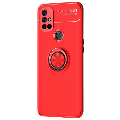 Microsonic OnePlus Nord N10 5G Kılıf Kickstand Ring Holder Kırmızı