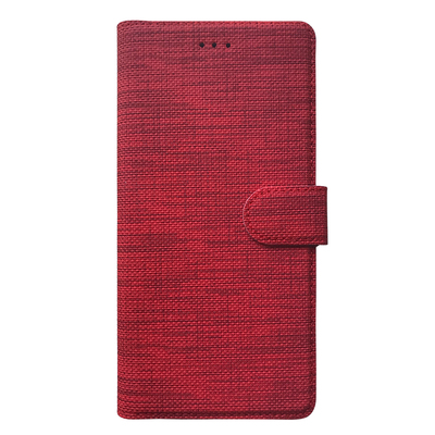 Microsonic Oppo A12 Kılıf Fabric Book Wallet Kırmızı