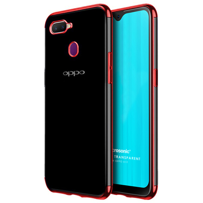 Microsonic Oppo A12 Kılıf Skyfall Transparent Clear Kırmızı