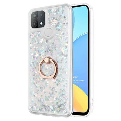 Microsonic Oppo A15 Kılıf Glitter Liquid Holder Gümüş