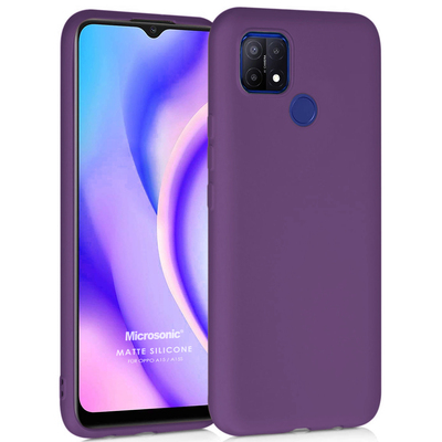 Microsonic Oppo A15 Kılıf Matte Silicone Mor