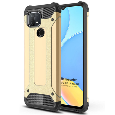 Microsonic Oppo A15 Kılıf Rugged Armor Gold