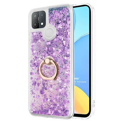 Microsonic Oppo A15s Kılıf Glitter Liquid Holder Mor