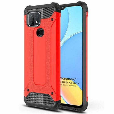 Microsonic Oppo A15s Kılıf Rugged Armor Kırmızı