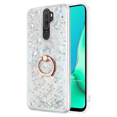 Microsonic Oppo A5 2020 Kılıf Glitter Liquid Holder Gümüş