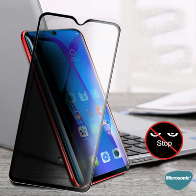Microsonic Oppo A5 2020 Invisible Privacy Kavisli Ekran Koruyucu Siyah