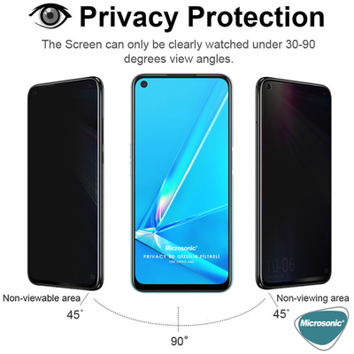 Microsonic Oppo A52 Invisible Privacy Kavisli Ekran Koruyucu Siyah