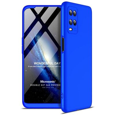 Microsonic Oppo A54 4G Kılıf Double Dip 360 Protective AYS Mavi