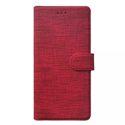 Microsonic Oppo A54 4G Kılıf Fabric Book Wallet Kırmızı