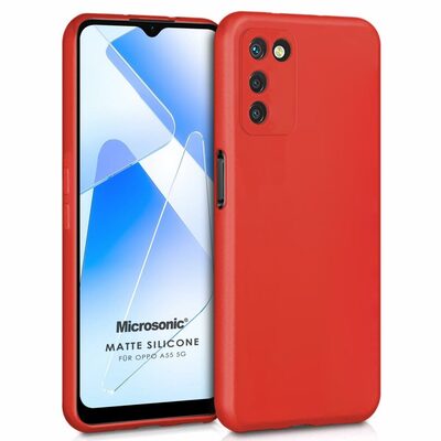 Microsonic Oppo A55 5G Kılıf Matte Silicone Kırmızı