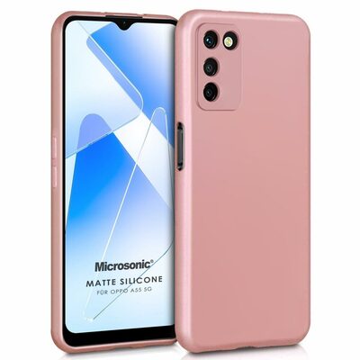 Microsonic Oppo A55 5G Kılıf Matte Silicone Rose Gold