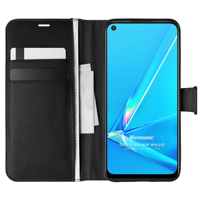 Microsonic Oppo A72 Kılıf Delux Leather Wallet Siyah