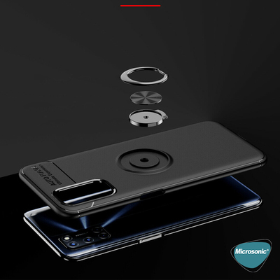 Microsonic Oppo A72 Kılıf Kickstand Ring Holder Siyah