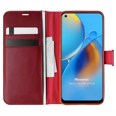 Microsonic Oppo A74 4G Kılıf Delux Leather Wallet Kırmızı