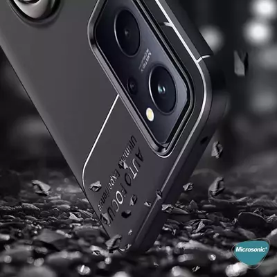 Microsonic Oppo A76 Kılıf Kickstand Ring Holder Siyah