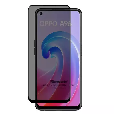 Microsonic Oppo A76 Privacy 5D Gizlilik Filtreli Cam Ekran Koruyucu Siyah