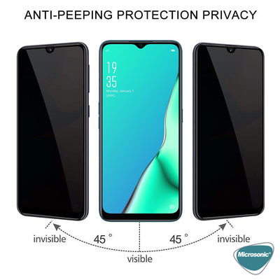 Microsonic Oppo A9 2020 Invisible Privacy Kavisli Ekran Koruyucu Siyah
