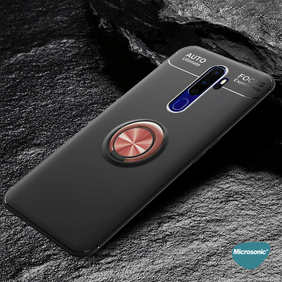 Microsonic Oppo A9 2020 Kılıf Kickstand Ring Holder Siyah