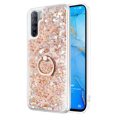 Microsonic Oppo A91 Kılıf Glitter Liquid Holder Gold