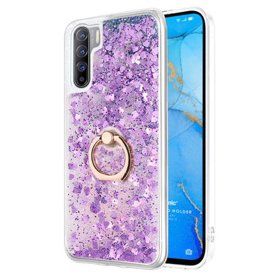 Microsonic Oppo A91 Kılıf Glitter Liquid Holder Mor